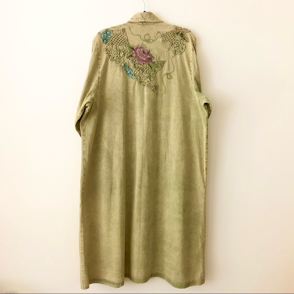 ⚡️Vintage⚡️Marilu Italian Long Embellished Denim Coat - Picture 3 of 13